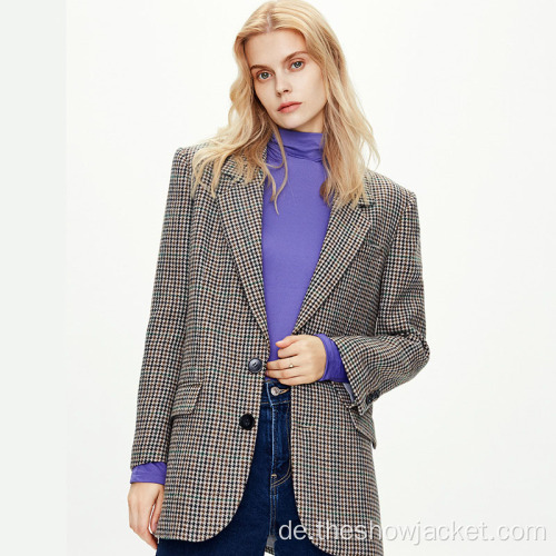 2021 Benutzerdefinierte neue Damen Vintage Plaid Blazer Anzug